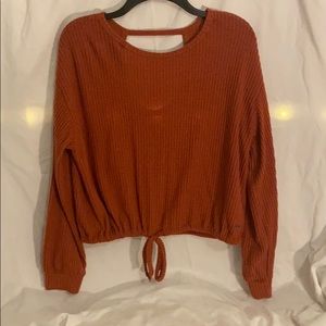 red-maroon hollister cropped S sweater